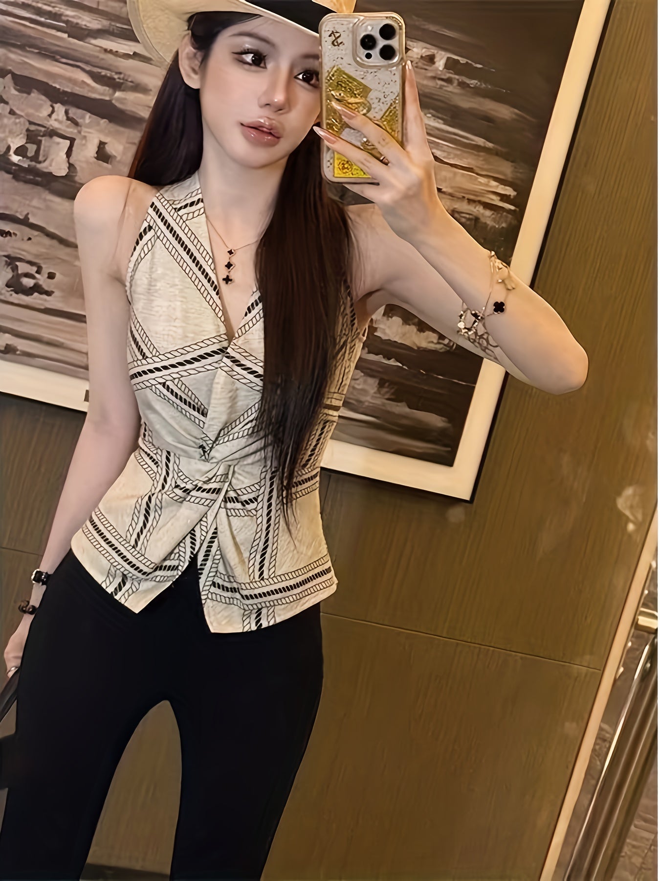 Vintage-Inspired Linen V-Neck Blouse with Twist Detail - Sleeveless, Button-Up Shirt for Women, Perfect for Summer, Casual Chic Style, Casual Chic Top|Vintage Style Shirt|Sleeveless Top
