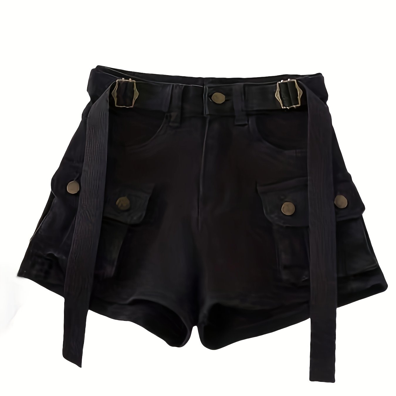 Women's High-Waisted Stretch Slim-Fit Casual Cargo Shorts - Olive Green Retro American Style with Pockets & Built-In Zipper, Machine Washable Summer Shorts for Spring\u002FSummer