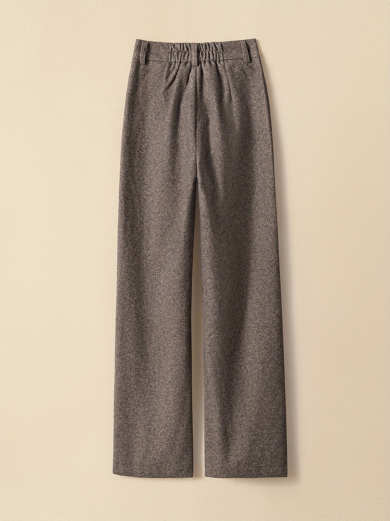Women's High-Waisted Wide-Leg Pants - Spring Casual Trousers with Elastic Waistband, Relaxed Fit & Structured Ankle, Versatile for Office & Casual Attire, Solid Color, Hand Wash Only, Comfortable Fashion | Smooth Texture