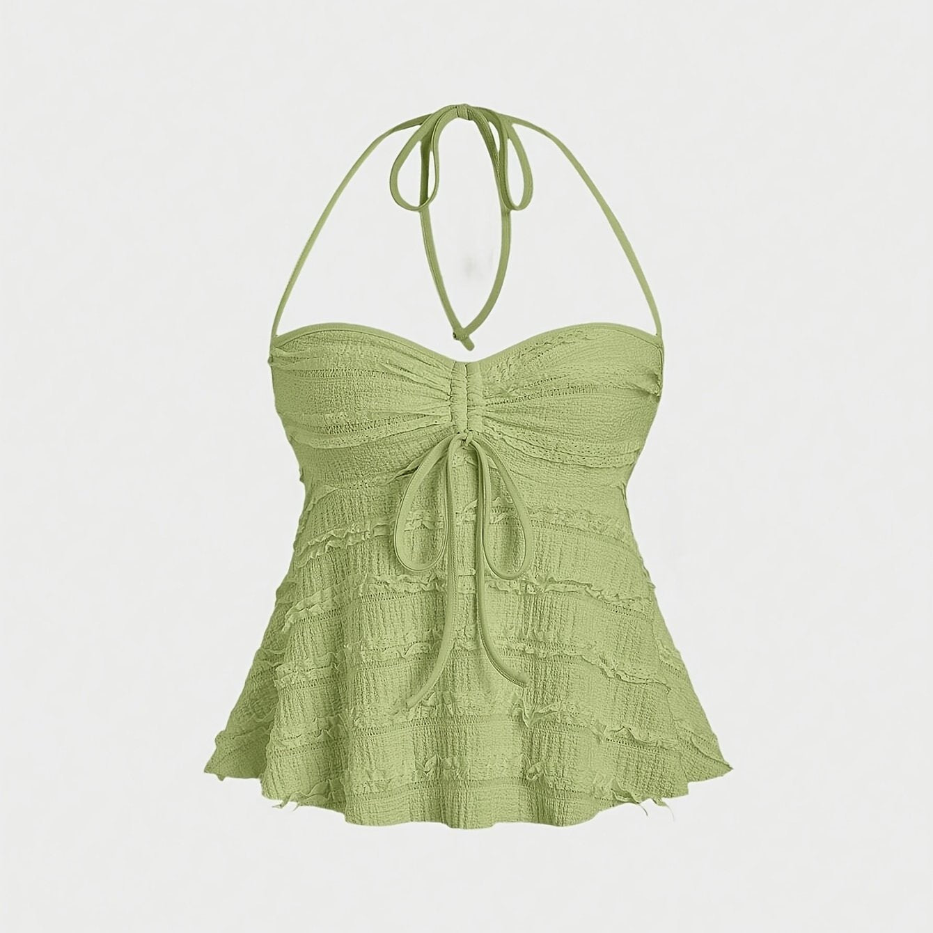 Women's Chic Y2K-Inspired Solid Color Semi-Sheer Halter Top with Tie-Up Backless Design - Sexy Summer Sleeveless Blouse in Lightweight Polyester, Machine Washable, Beach Coverup|Feminine Style|Elastane Blend