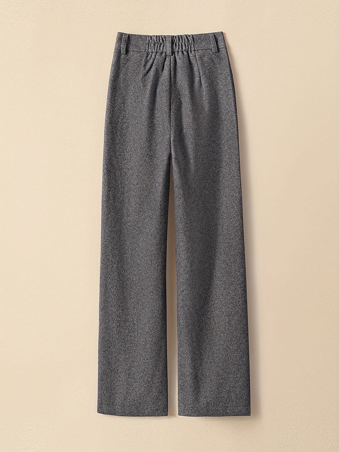 Women's High-Waisted Wide-Leg Pants - Spring Casual Trousers with Elastic Waistband, Relaxed Fit & Structured Ankle, Versatile for Office & Casual Attire, Solid Color, Hand Wash Only, Comfortable Fashion | Smooth Texture