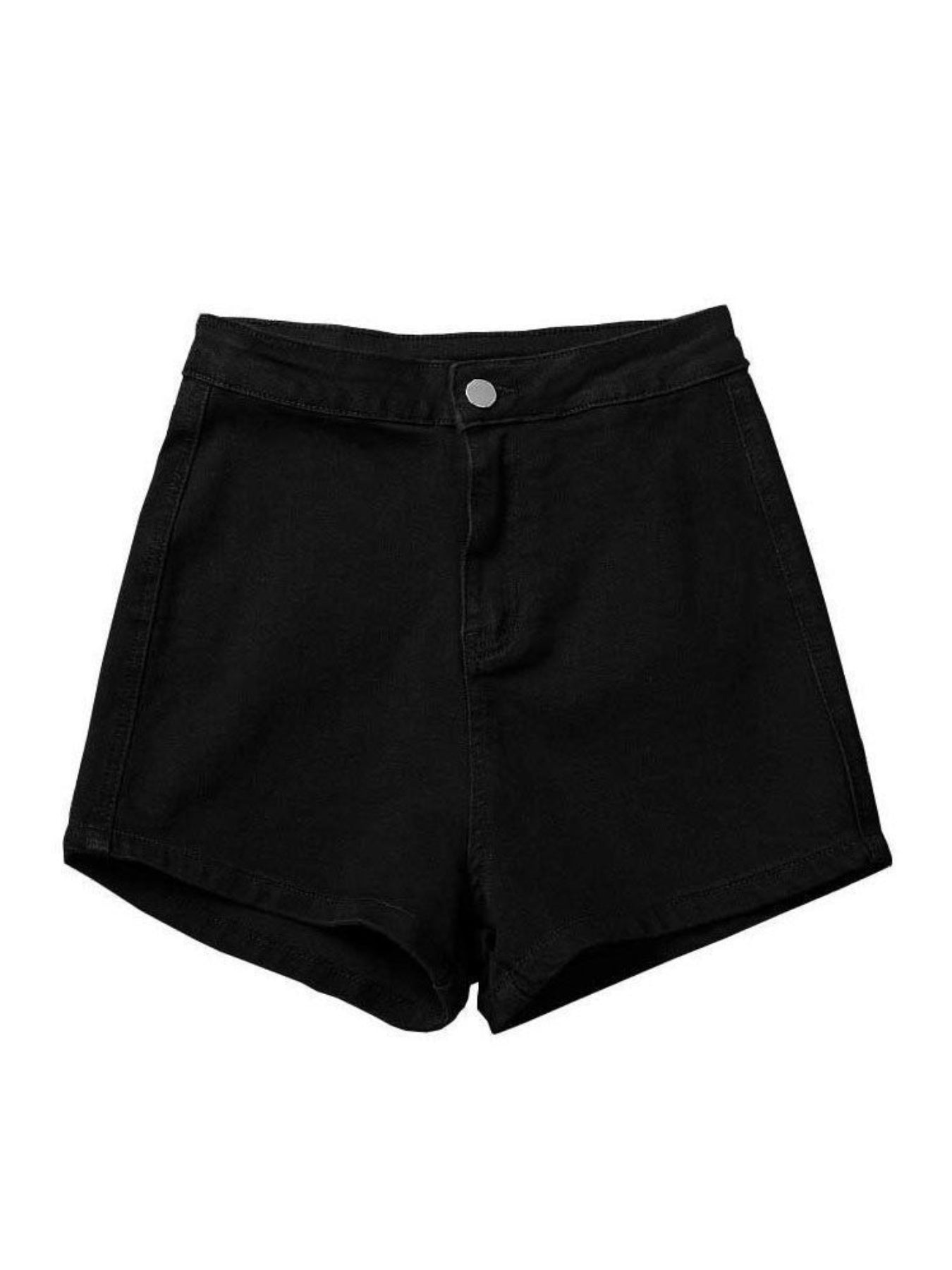 Women's Summer Denim Shorts - Slim Fit High Waist with Multiple Pockets, Solid Black Street Style Casual Shorts, Machine Washable & Dry Cleanable