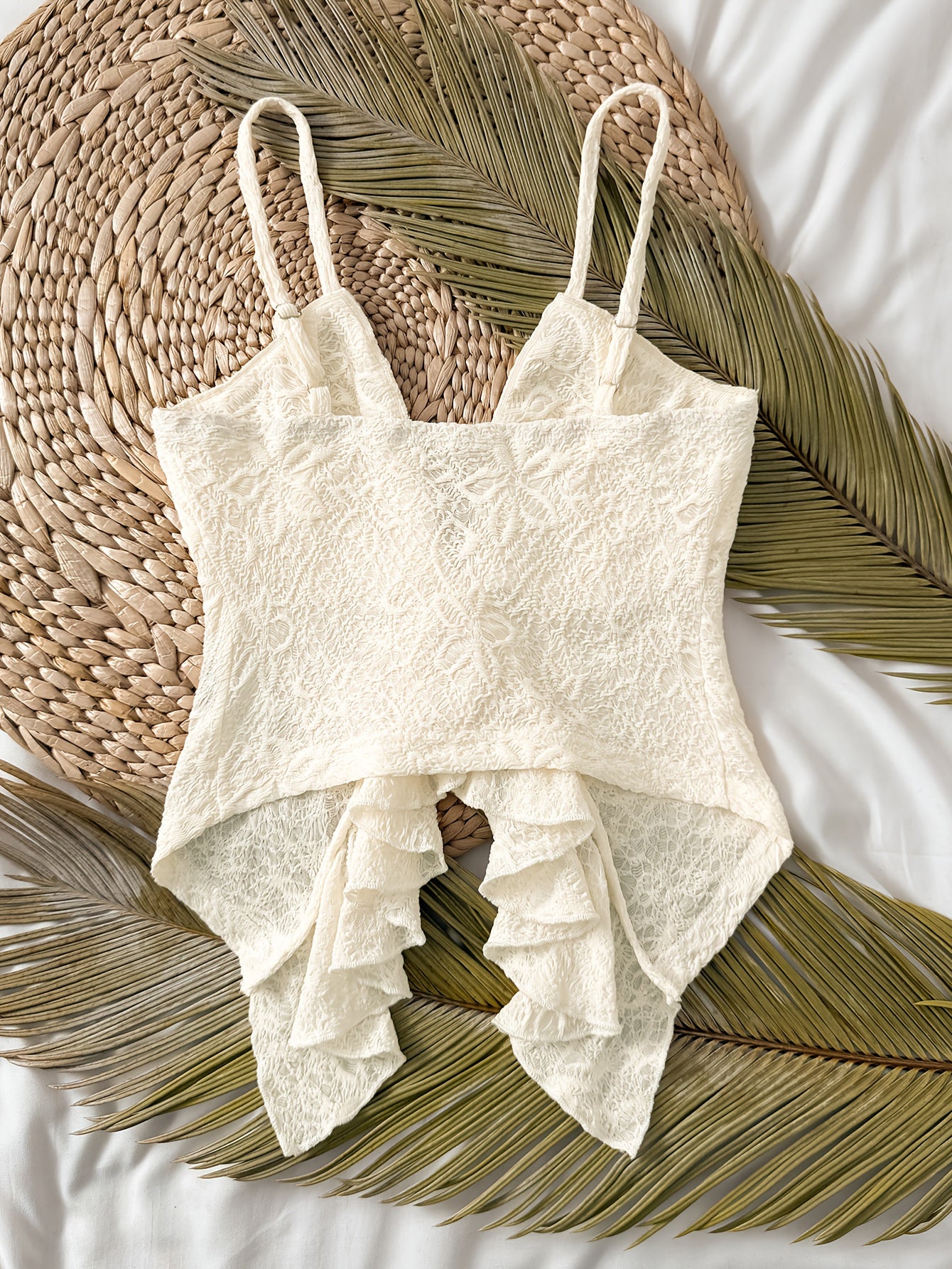 Lightweight Lace Tank Top Lightweight Stretchy Women's Adjustable Strap Off-Shoulder\u002FBoat Neck Lace Trim Tank Top | Polyester\u002FElastane Blend, Semi-Sheer Summer Casual Vacation Beachwear, Machine Washable