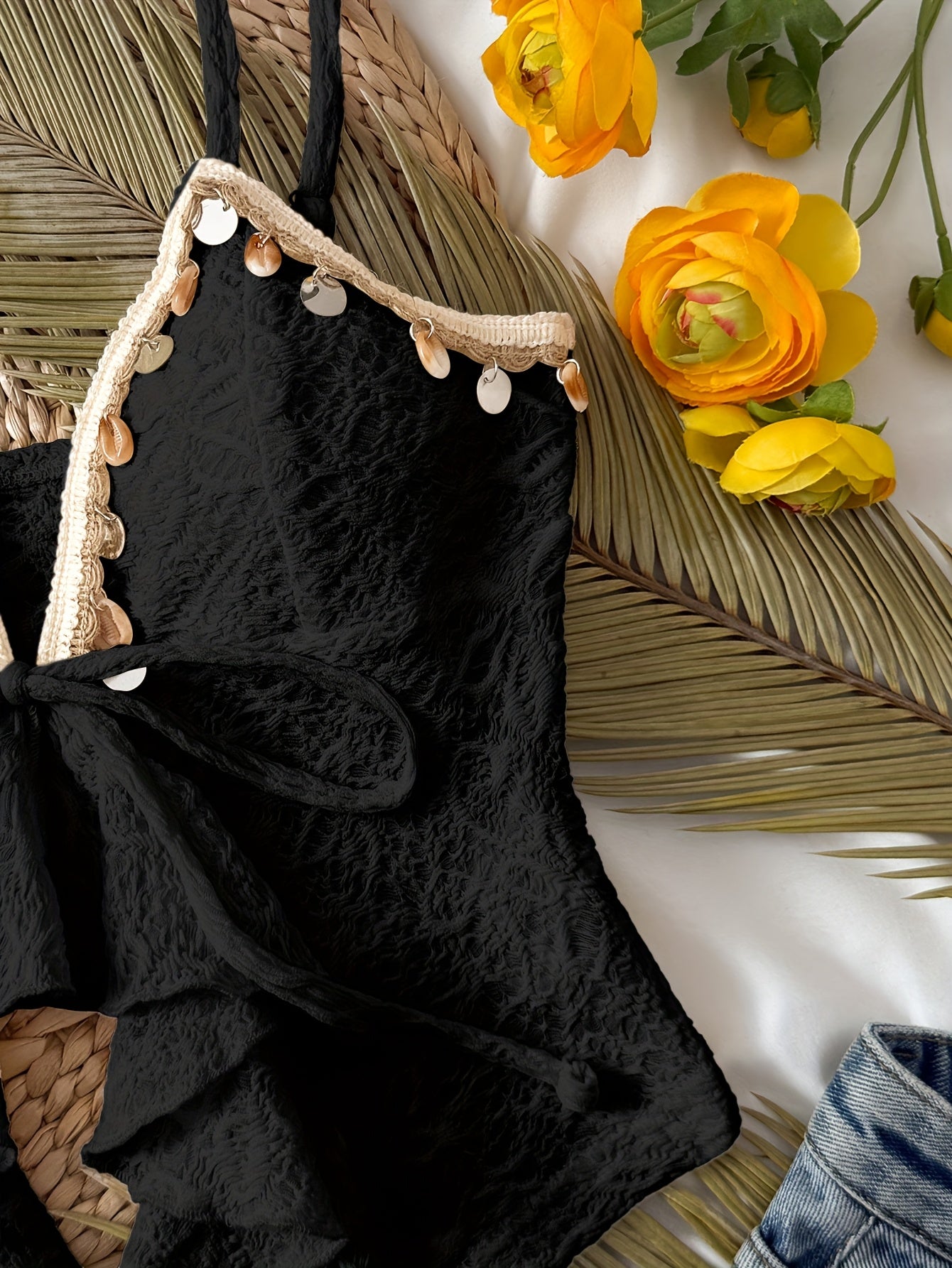Lightweight Lace Tank Top Lightweight Stretchy Women's Adjustable Strap Off-Shoulder\u002FBoat Neck Lace Trim Tank Top | Polyester\u002FElastane Blend, Semi-Sheer Summer Casual Vacation Beachwear, Machine Washable