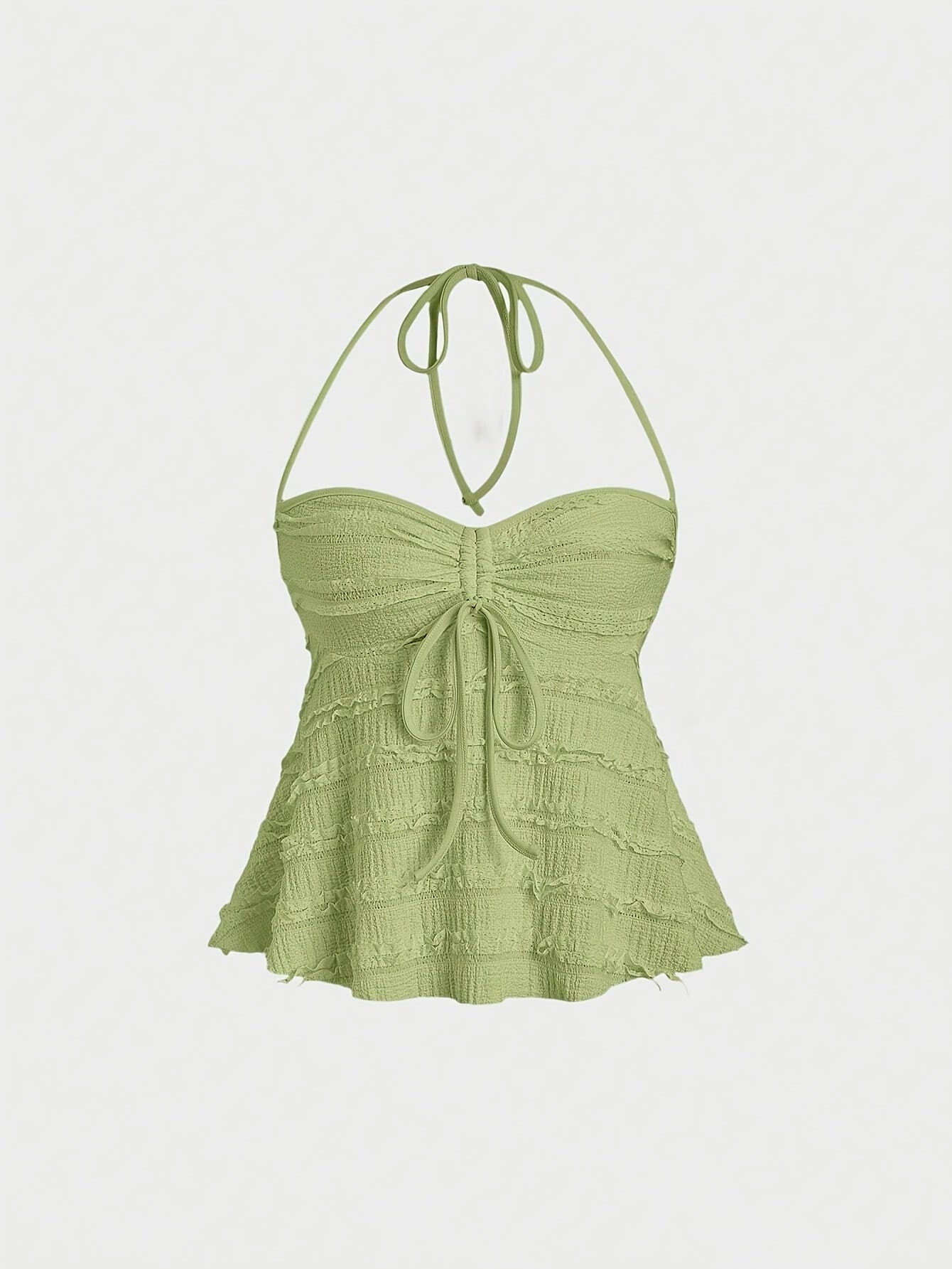 Women's Chic Y2K-Inspired Solid Color Semi-Sheer Halter Top with Tie-Up Backless Design - Sexy Summer Sleeveless Blouse in Lightweight Polyester, Machine Washable, Beach Coverup|Feminine Style|Elastane Blend