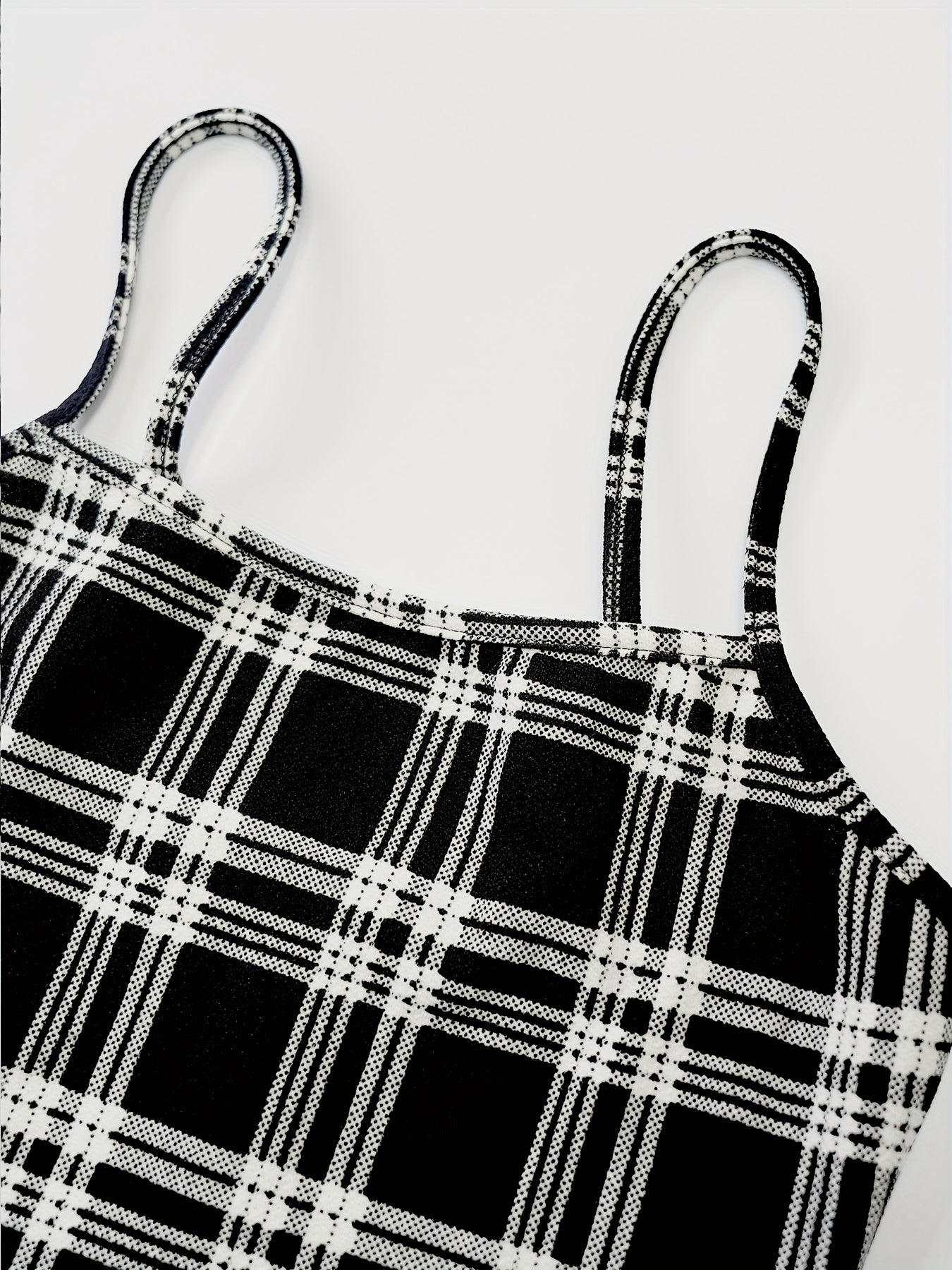 Two-Piece Women's Set European and American Cross-border Summer New Plaid Print Camisole + Skirt Pants Two-Piece Women's Set
