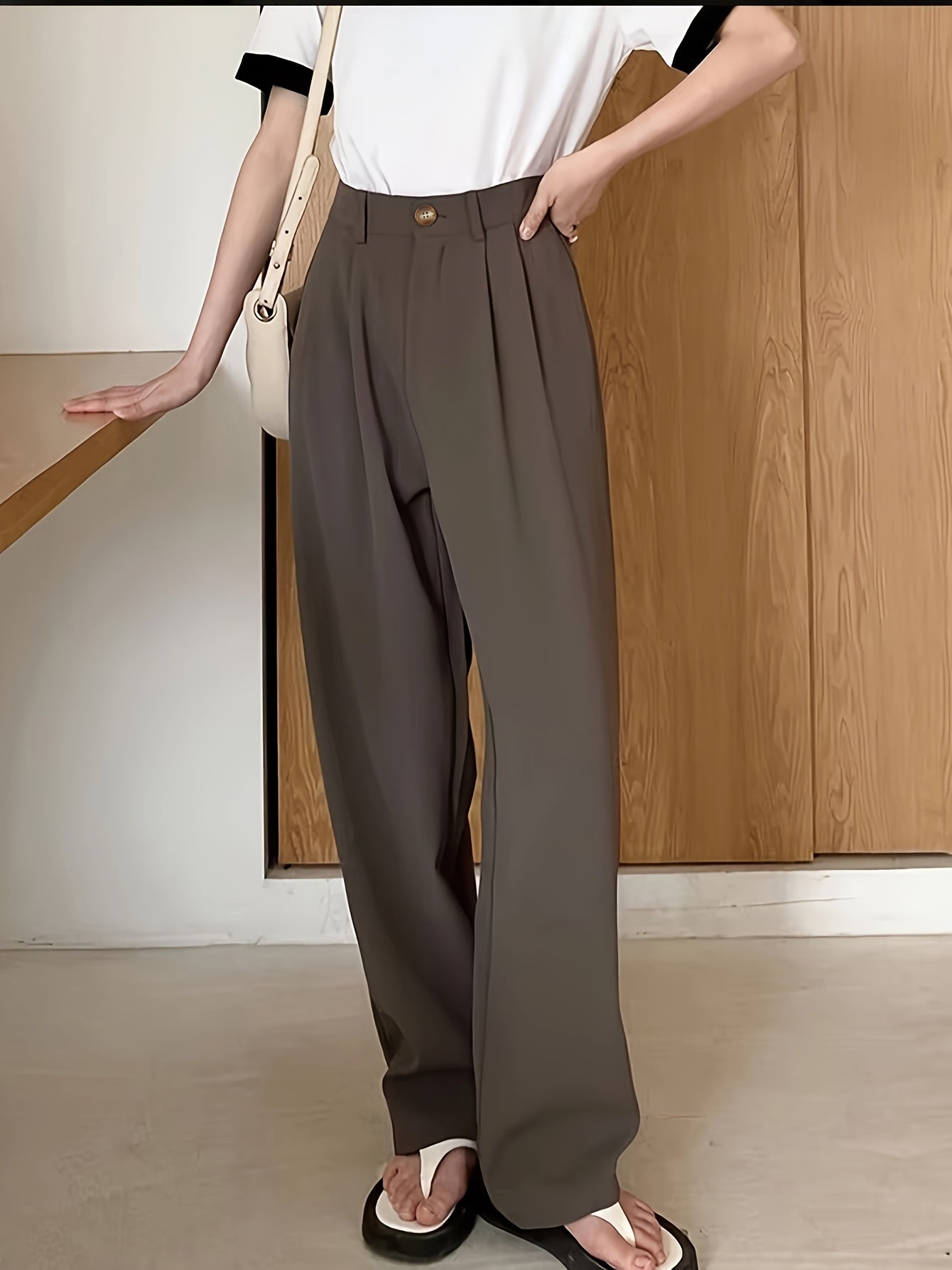 Attract Wealth Fashion Elegant Women's Straight Office Casual Button- Loose Suit Pants Set of 3pcs
