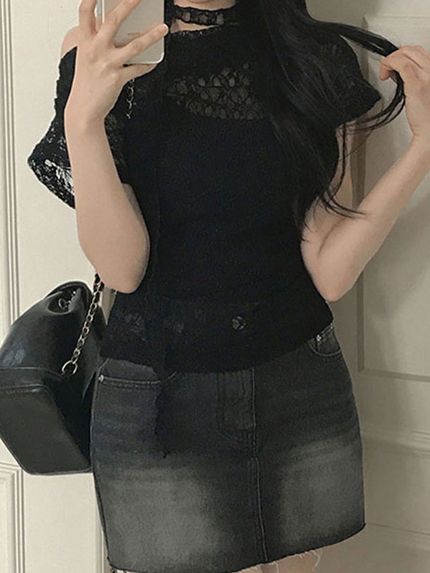 Women'S Summer Lace Off-Shoulder Top with Scarf - Casual Chic Off-Shoulder Blouse, Solid Color, Lightweight & Breathable for Streetwear, Spring\u002FSummer Fashion, Summer Fashion Top | Chic Offshoulder | Lightweight Top