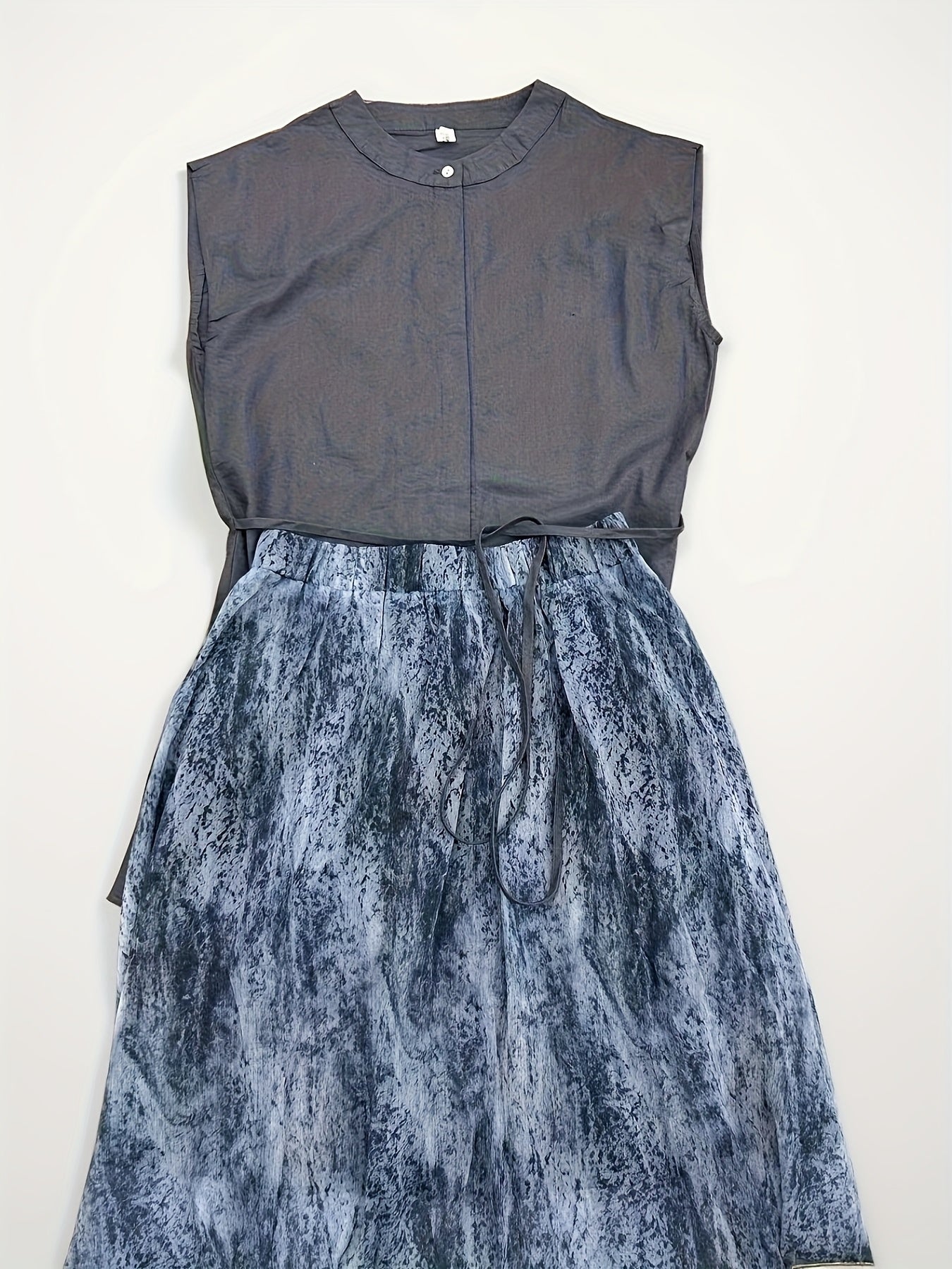 Korean Style Lace-Up Waist Sleeveless Vest Top for Women, New Summer Collection, Solid Color Loose Two-Piece Set with Shirt