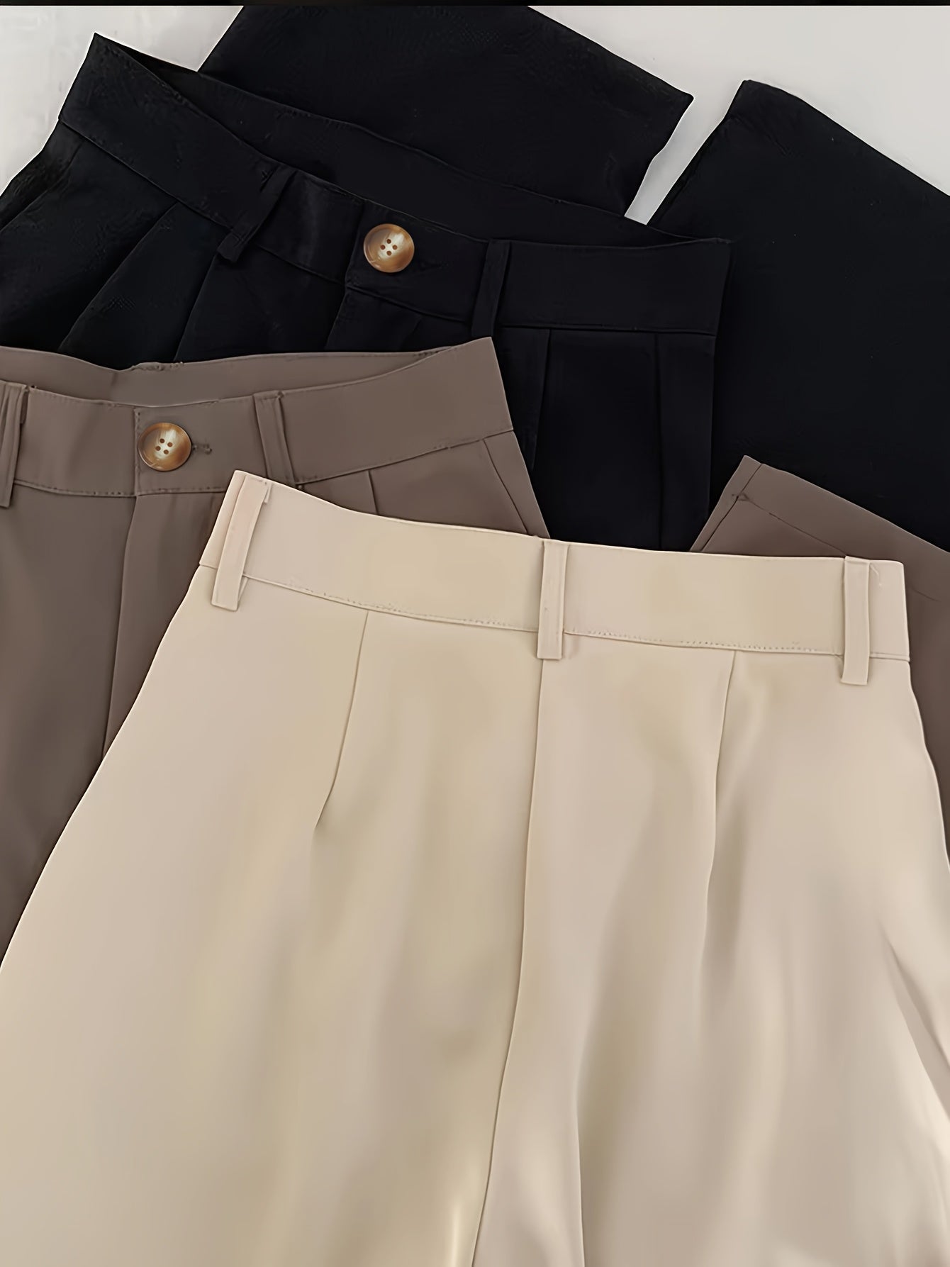 Attract Wealth Fashion Elegant Women's Straight Office Casual Button- Loose Suit Pants Set of 3pcs