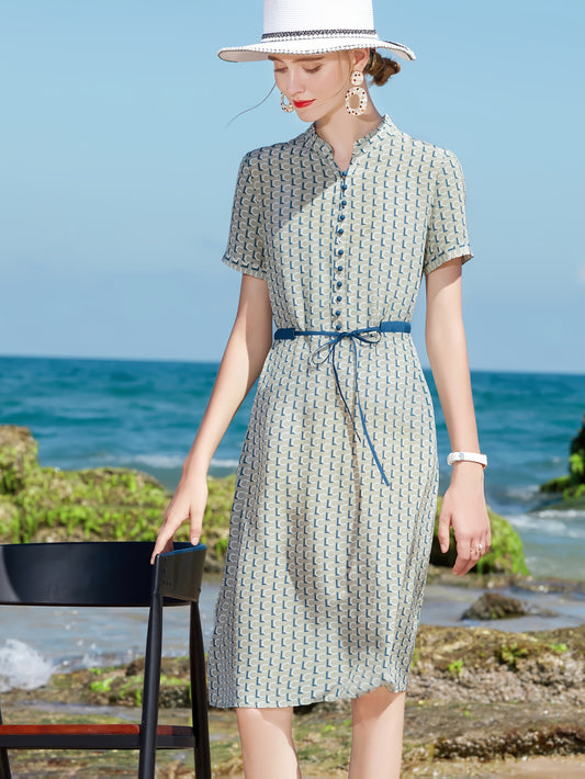Summer Mid-Aged Mom Real Silky Dress: Elegant, Noble, Retro, Breathable, Comfortable, Loose-Fit Casual Commuter 2025 New Women's Fashion