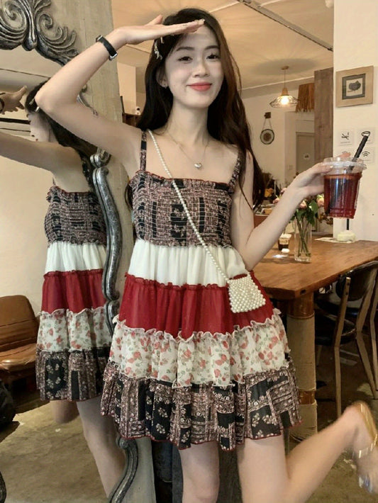 Women's Elegant Sleeveless Mini Dress - flared A-Line Party, Office & Everyday Outfits - Non-Stretchy Formal & Casual Chic Outfits for Women, Cute Dress, Summer Fashion, Retro Floral Design, Sophisticated Craftsmanship, Lace Detailing, Fashion Lovers