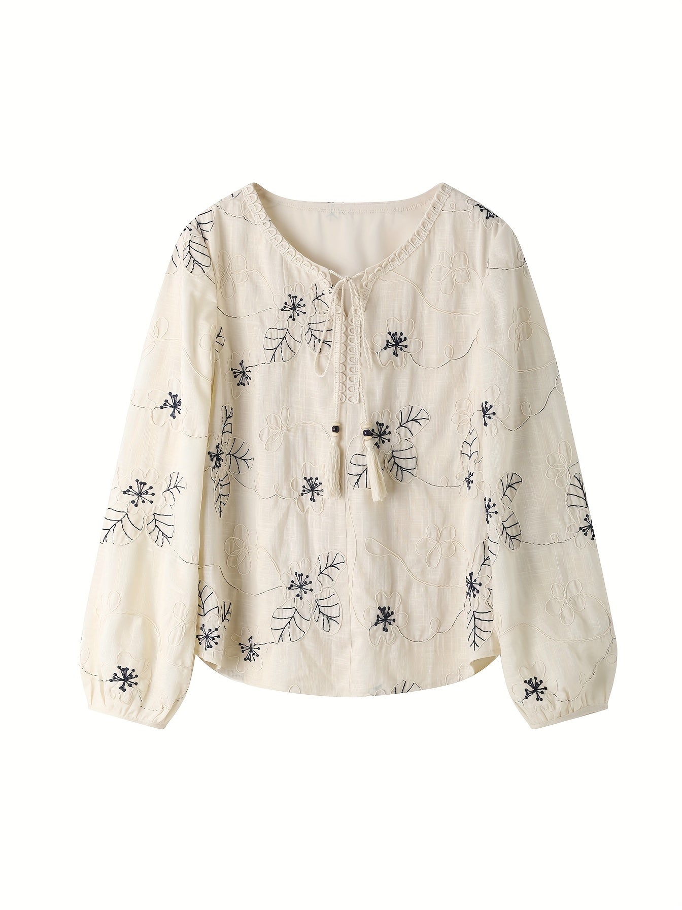 New Spring, Summer & Autumn Shirt: Poetic Romantic Embroidery Youthful Shirts - Elegant Chinese Aesthetic Floral Blouse