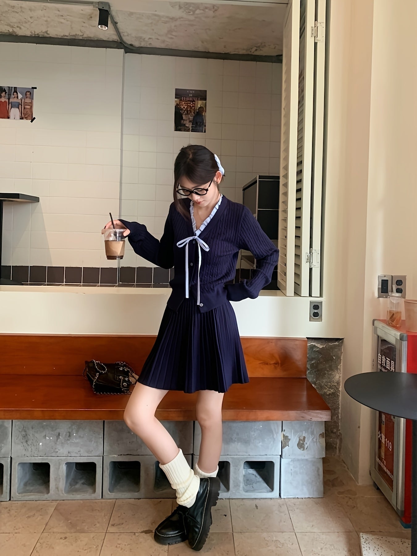 Set Women'S Autumn and Winter 2024 New College Style Youthful Outfit, High-End Two-Piece Set