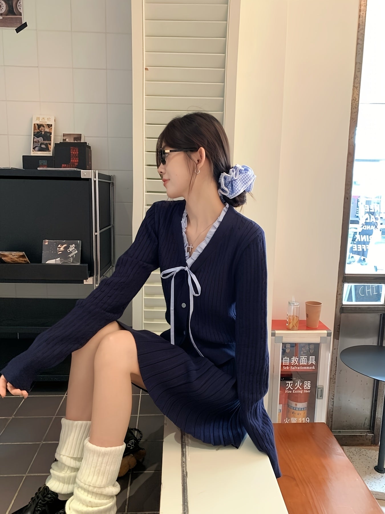 Set Women'S Autumn and Winter 2024 New College Style Youthful Outfit, High-End Two-Piece Set