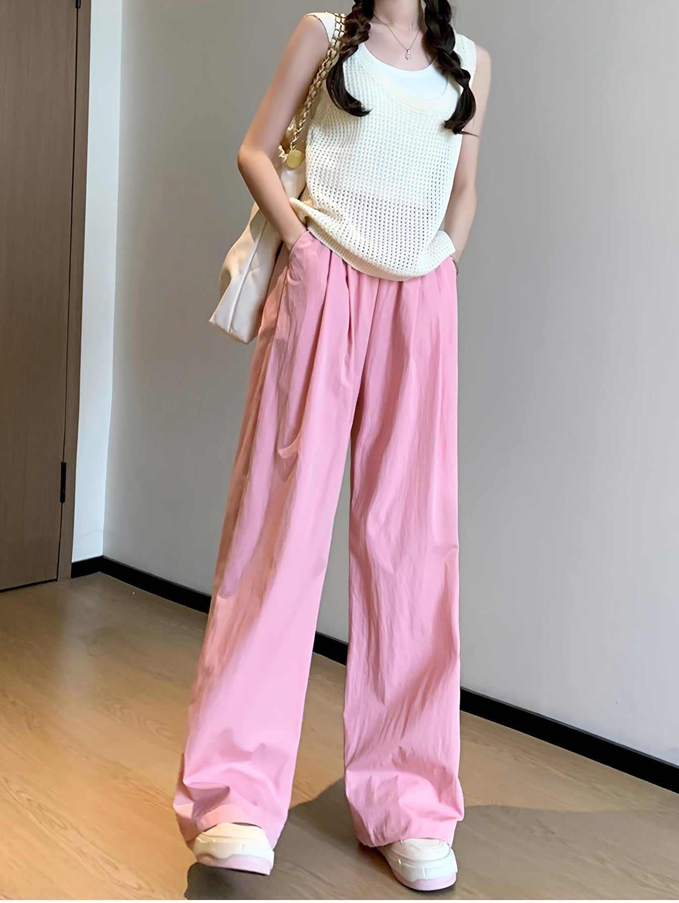 Summer Trending Women's Pants 2025 Summer Trending Women's High-Waisted Wide-Leg Pants | Insect Repellent Floor-Length Stylish Design | Machine Washable Thick Leg Coverage Fashionable Versatile Easy Care Long Trousers