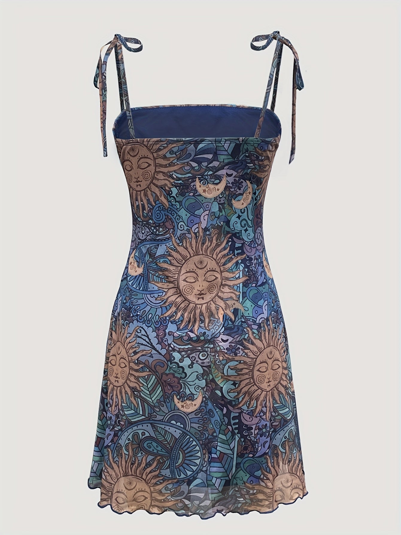 Women'S Mid-Length Camisole Dress with Mesh Print