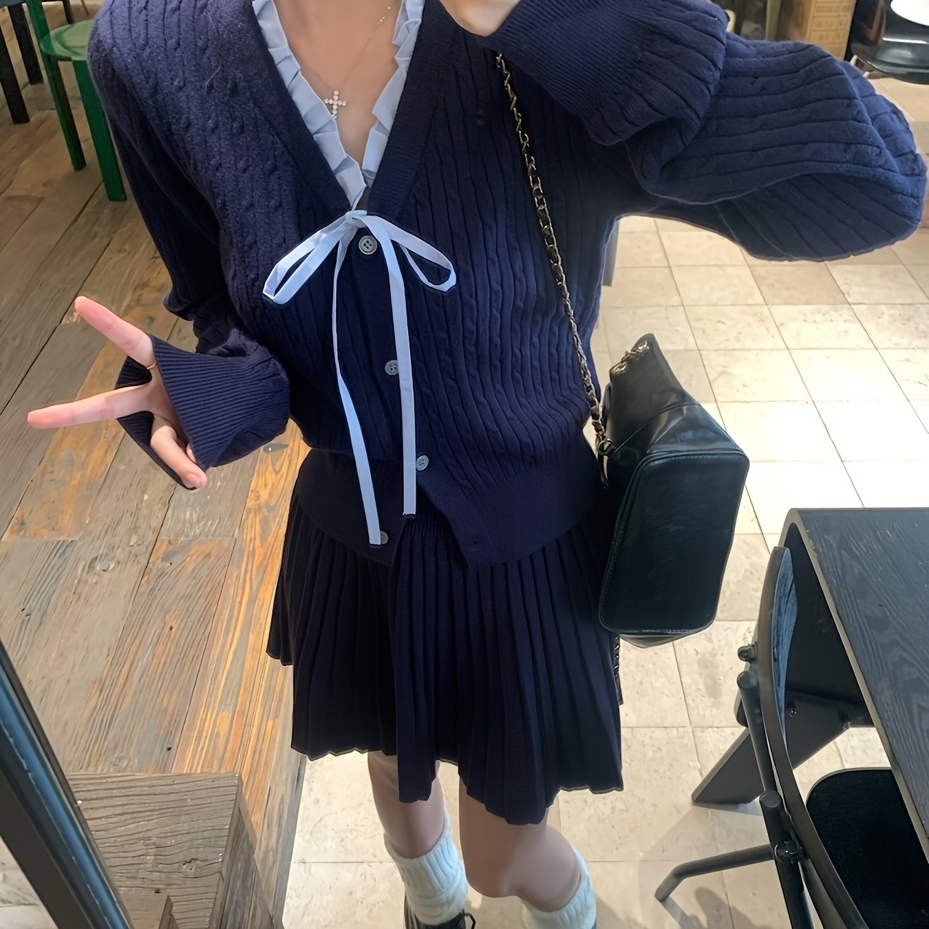 Set Women'S Autumn and Winter 2024 New College Style Youthful Outfit, High-End Two-Piece Set