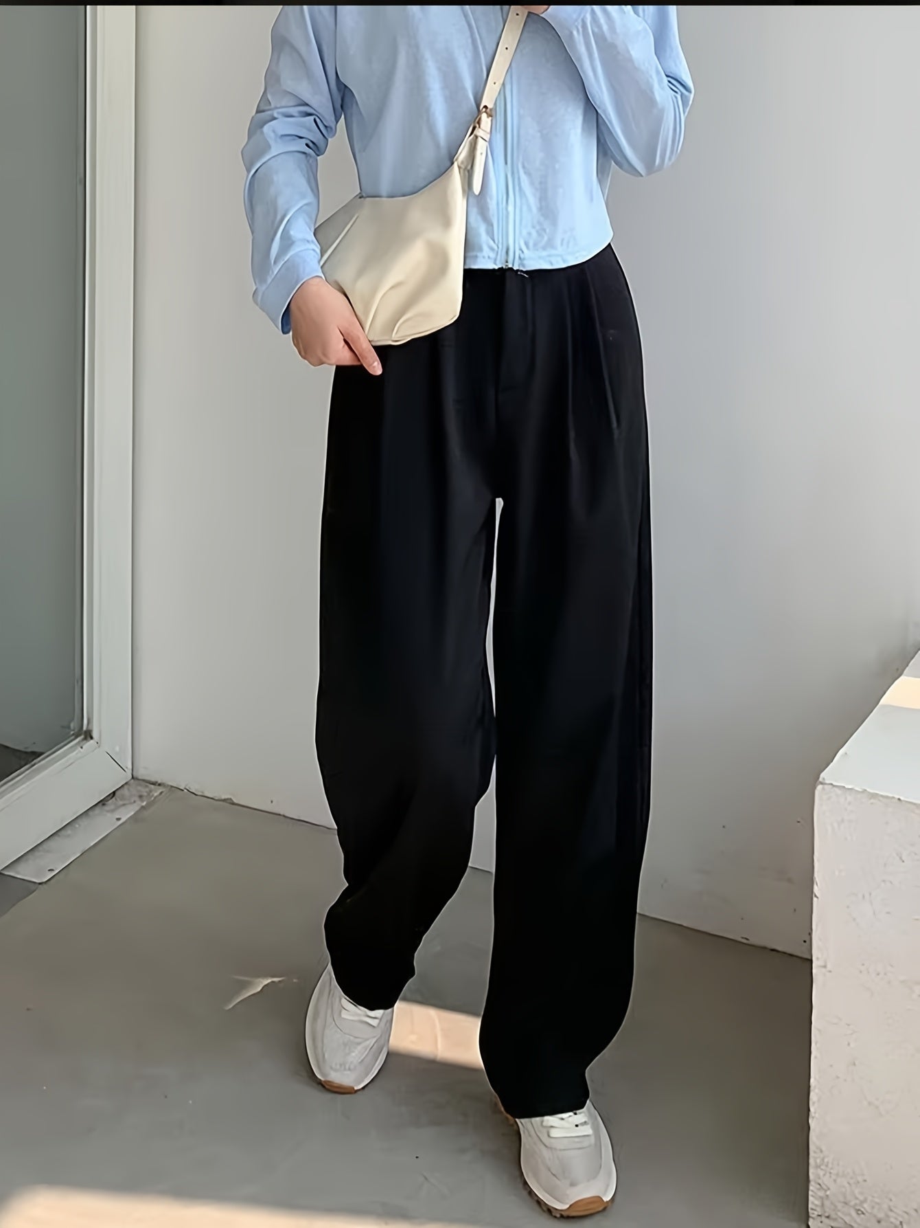 Attract Wealth Fashion Elegant Women's Straight Office Casual Button- Loose Suit Pants Set of 3pcs