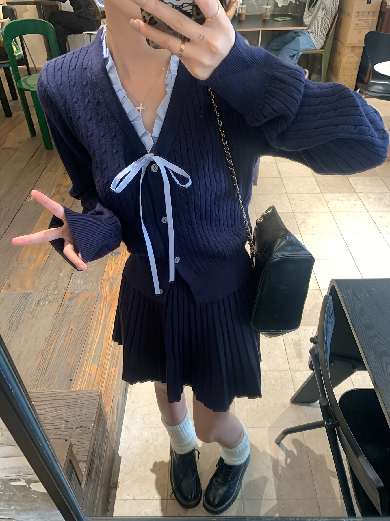 Set Women'S Autumn and Winter 2024 New College Style Youthful Outfit, High-End Two-Piece Set