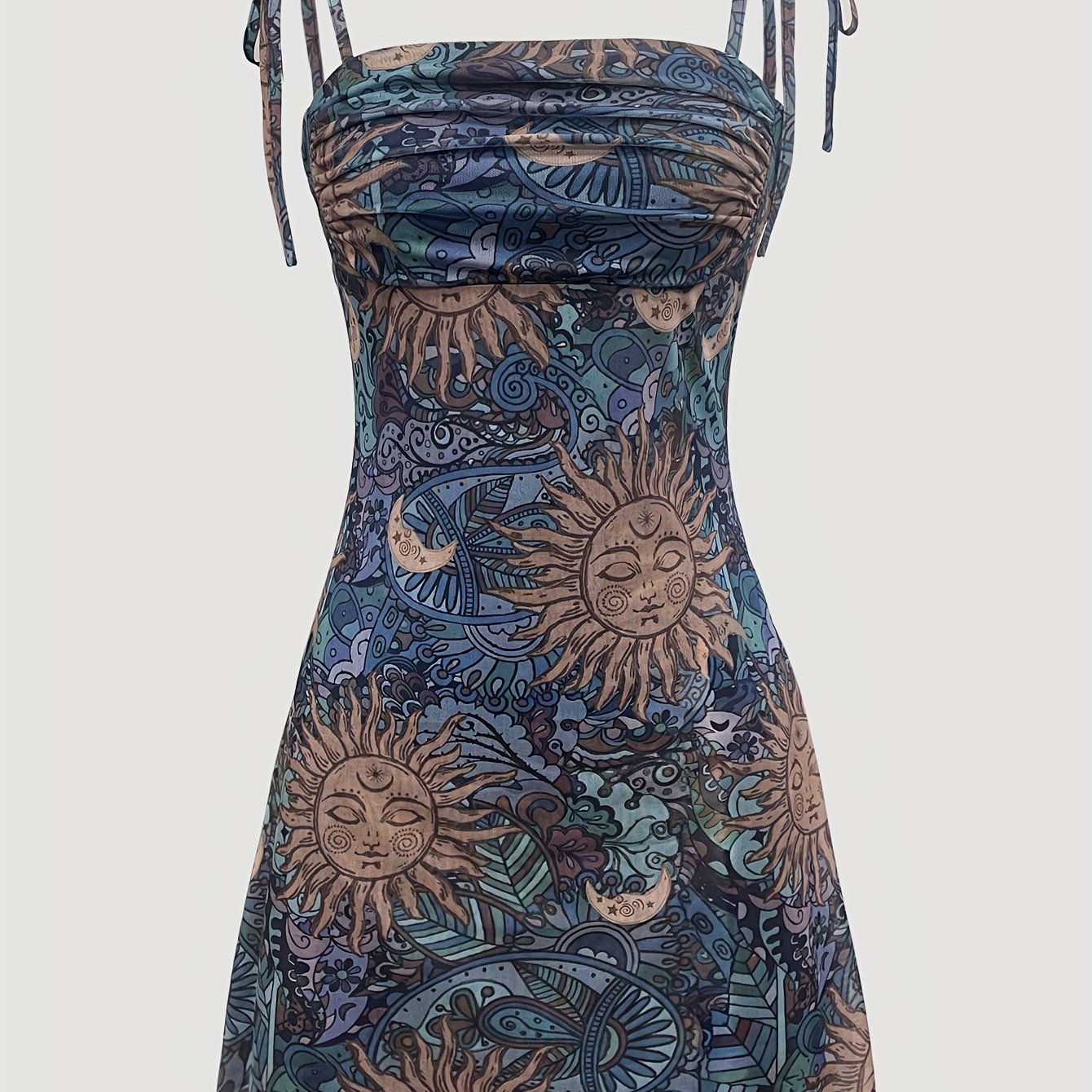 Women'S Mid-Length Camisole Dress with Mesh Print