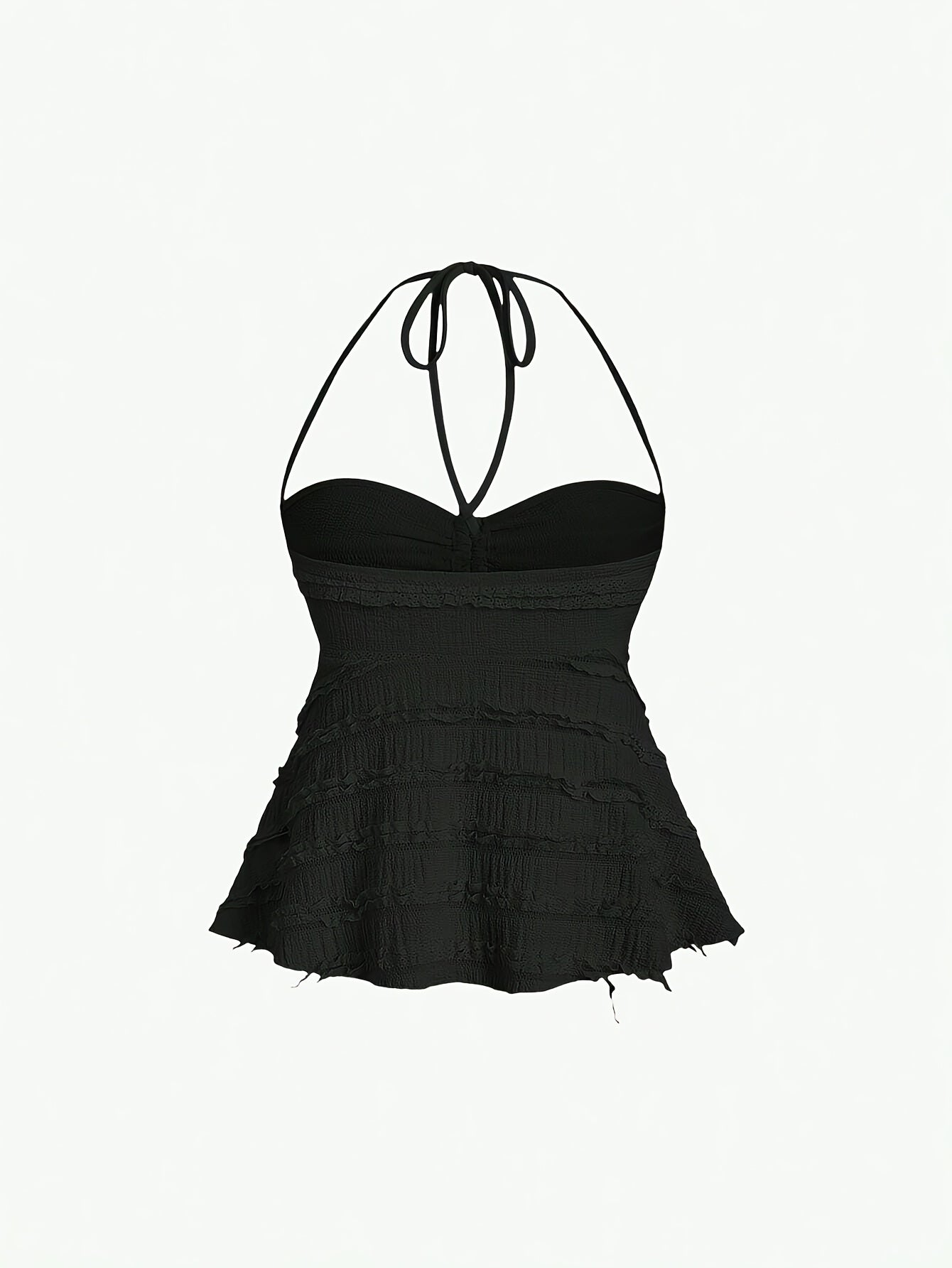 Women's Chic Y2K-Inspired Solid Color Semi-Sheer Halter Top with Tie-Up Backless Design - Sexy Summer Sleeveless Blouse in Lightweight Polyester, Machine Washable, Beach Coverup|Feminine Style|Elastane Blend