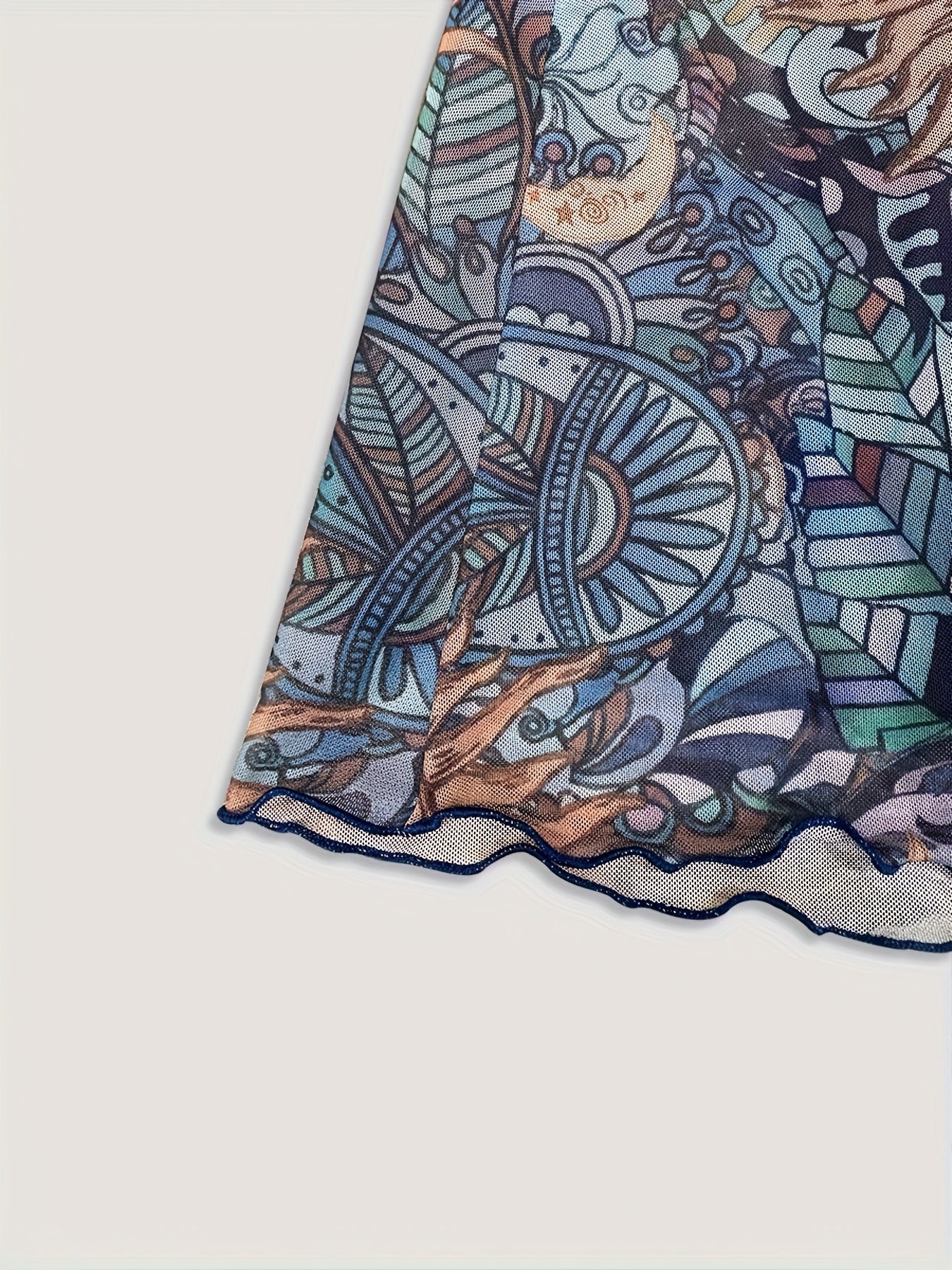 Women'S Mid-Length Camisole Dress with Mesh Print