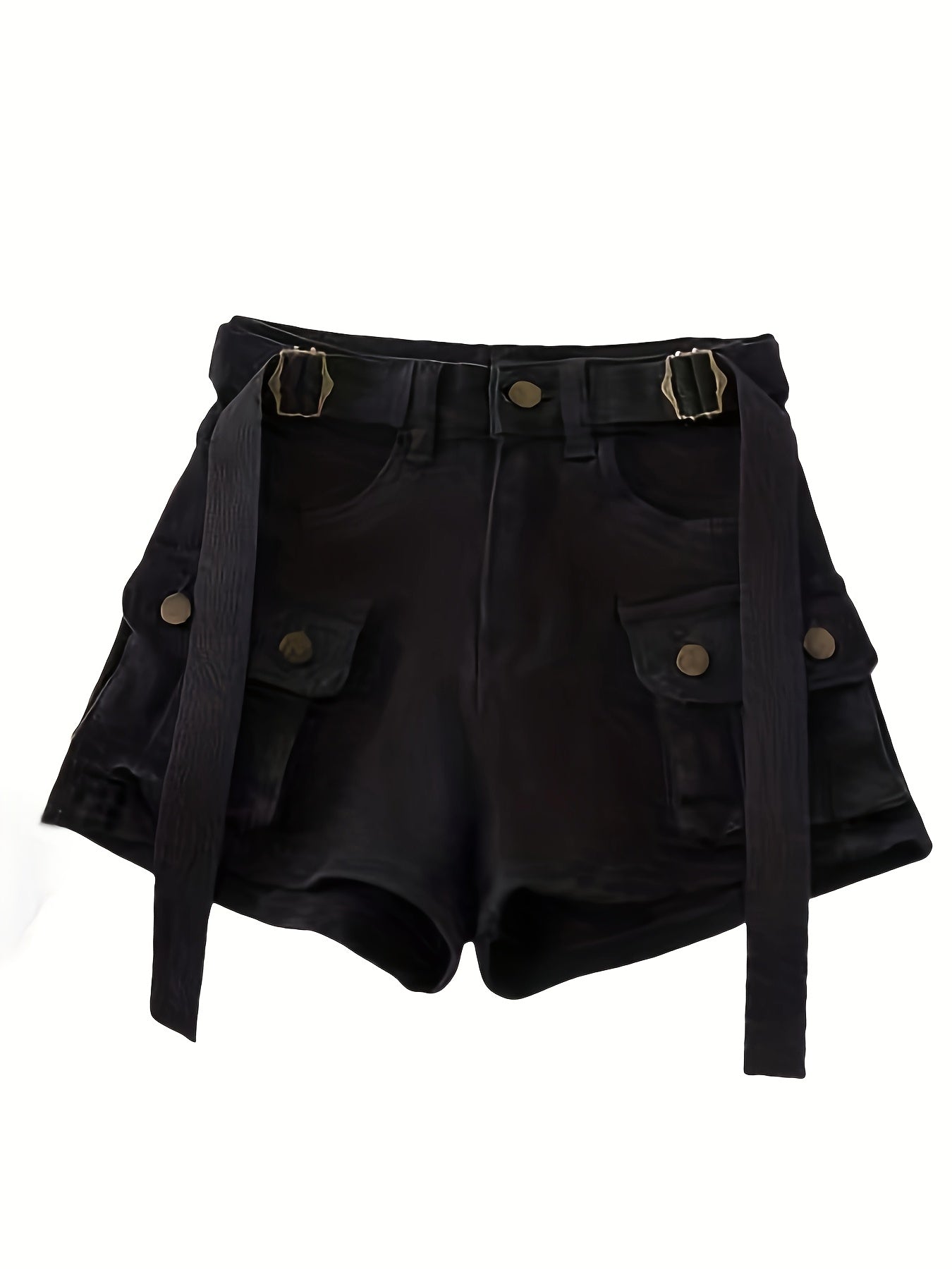 Women's High-Waisted Stretch Slim-Fit Casual Cargo Shorts - Olive Green Retro American Style with Pockets & Built-In Zipper, Machine Washable Summer Shorts for Spring\u002FSummer