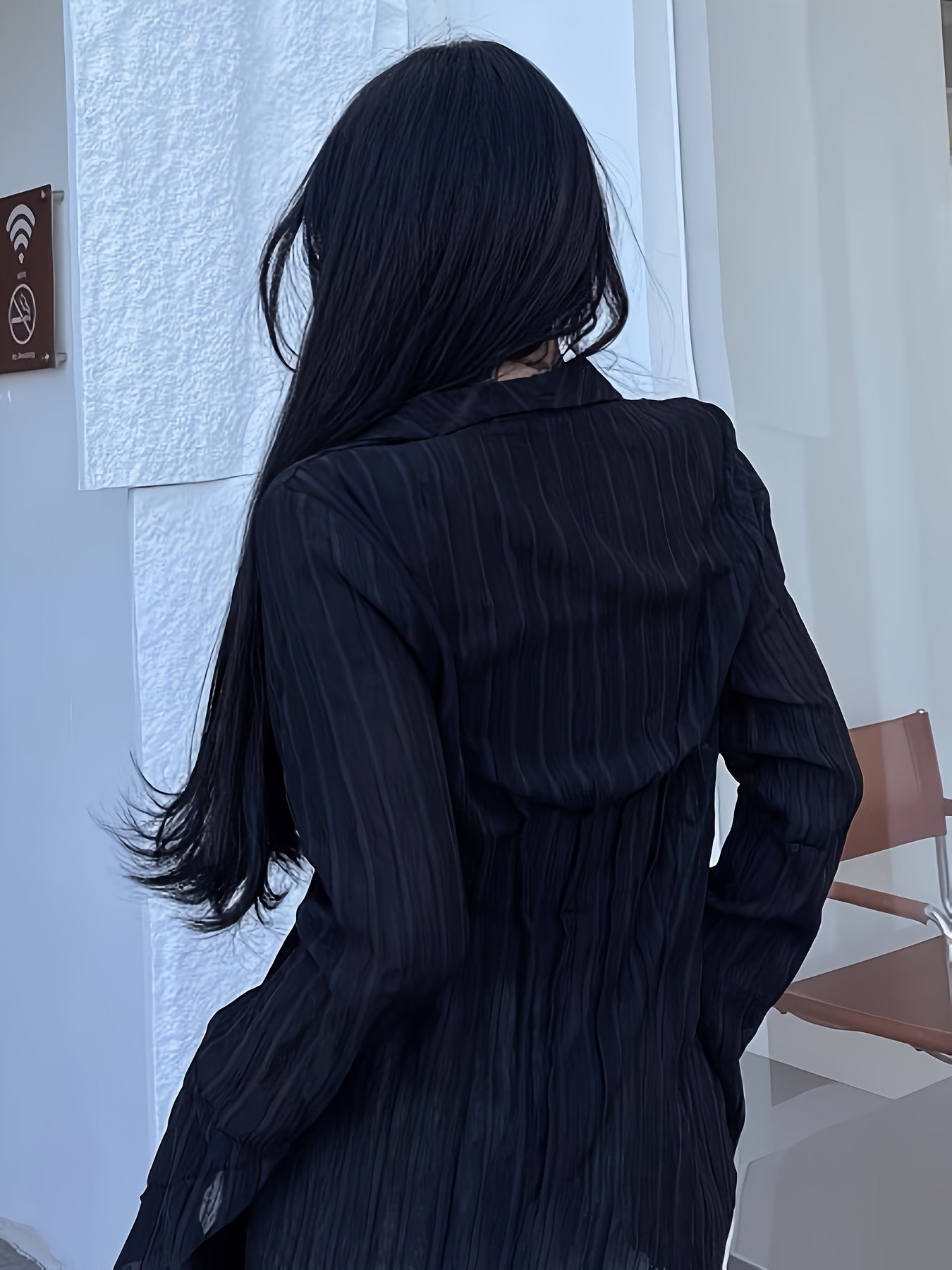 Women's Asymmetrical New Design Long-Sleeve Shirt - Vintage Slim Fit Blouse with V-Neck and Button Details, Versatile for Spring\u002FAutumn Wear, Machine Washable, Stylish & Durable Fabric, Chic Casual Look